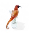 CESARE | Colibrí en vidrio ámbar con pan de oro | Murano-Store