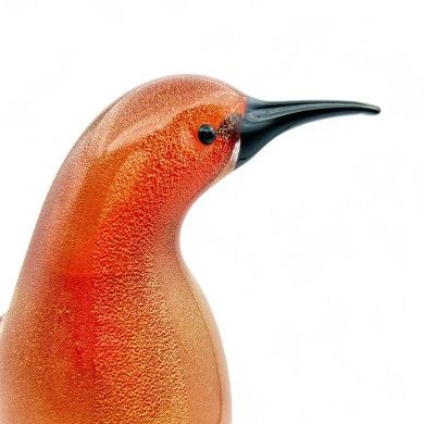 CESARE | Colibrí en vidrio ámbar con pan de oro | Murano-Store