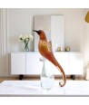 CESARE | Colibrí en vidrio ámbar con pan de oro | Murano-Store