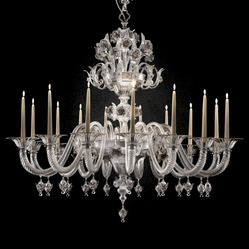 LEVANTE | Lampadario Lusso Cristallo con Fiori Fumè | Murano-Store
