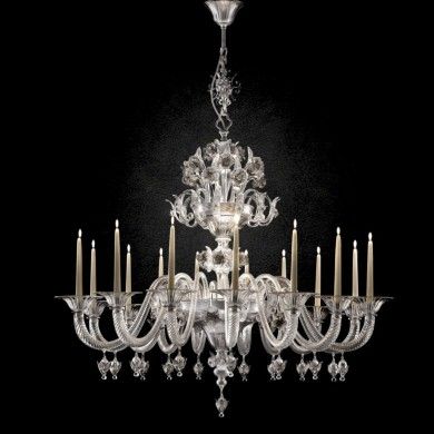 LEVANTE | Lustre de luxe en cristal avec fleurs fumées | Murano-Store