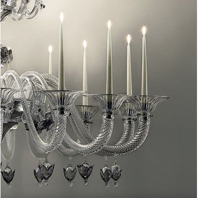 LEVANTE | Lampadario Lusso Cristallo con Fiori Fumè | Murano-Store