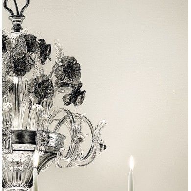 LEVANTE | Lampadario Lusso Cristallo con Fiori Fumè | Murano-Store