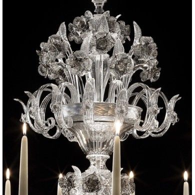 LEVANTE | Lampadario Lusso Cristallo con Fiori Fumè | Murano-Store