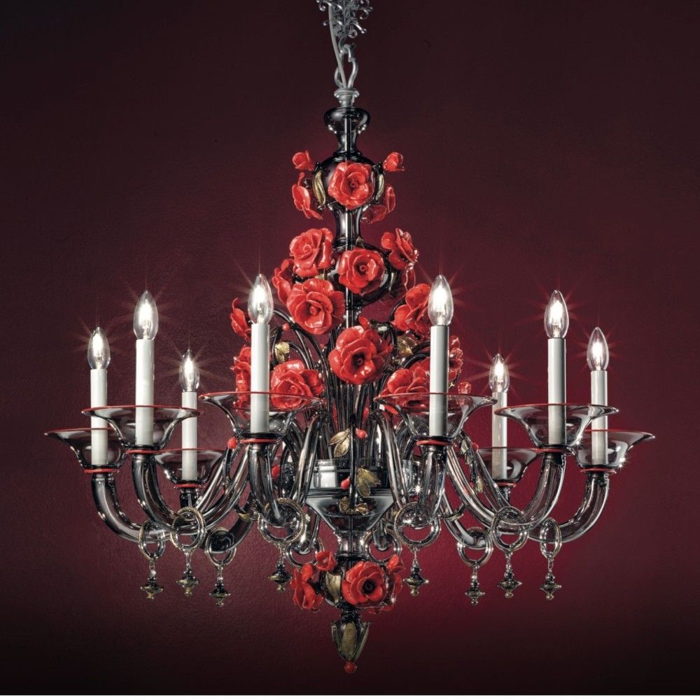 ROSETO | Lustre floral de luxo com rosas vermelhas | Murano-Store