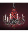 ROSETO | Lustre floral de luxo com rosas vermelhas | Murano-Store