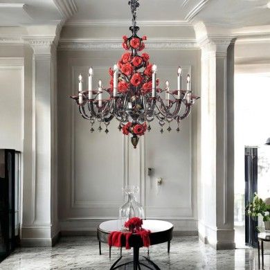 ROSETO | Lustre floral de luxe avec roses rouges | Murano-Store