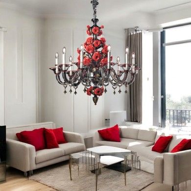 ROSETO | Lustre floral de luxe avec roses rouges | Murano-Store