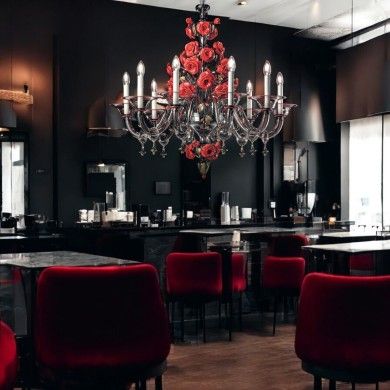 ROSETO | Lustre floral de luxe avec roses rouges | Murano-Store