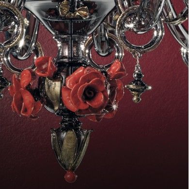 ROSETO | Lustre floral de luxe avec roses rouges | Murano-Store