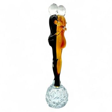 PASSION | Sculpture "The Lovers" Black and Amber | Murano-Store