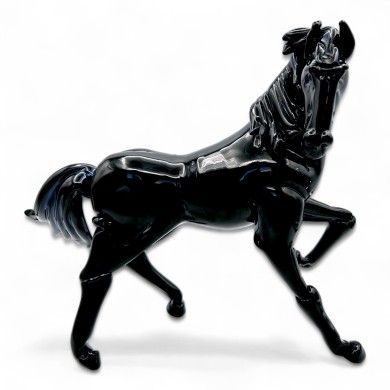 SPIRIT | Cavalo em vidro preto brilhante pastel | Murano-Store