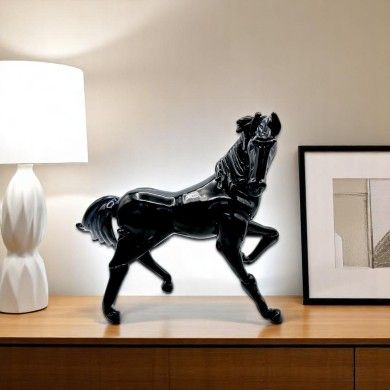 SPIRIT | Cavallo in vetro pastello nero lucido | Murano-Store