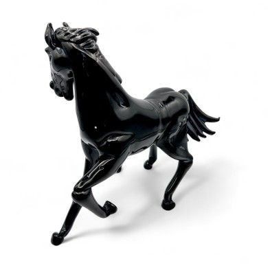 SPIRIT | Cavallo in vetro pastello nero lucido | Murano-Store