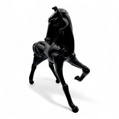 SPIRIT | Cavallo in vetro pastello nero lucido | Murano-Store