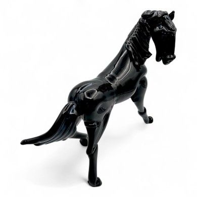 SPIRIT | Horse in glossy black pastel glass | Murano-Store