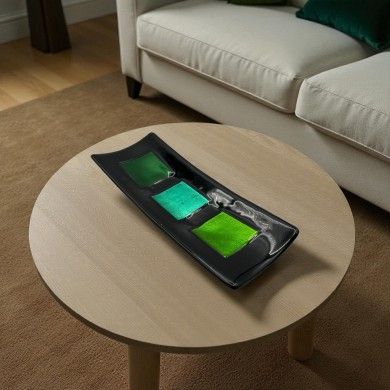 MILLENNIUM | Schwarzes Tablett mit Blattsilber | Murano Store