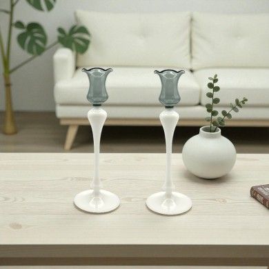 CLEDIS candle holder in two-tone blown glass | Elegant design