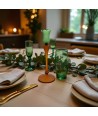 MALIA, long stem candle holder Satin green | Murano Store