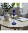 DALIA, tall blue blown glass candle holder | Murano Store