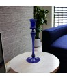 DALIA, hoher blauer mundgeblasener Glaskerzenhalter | Murano Store