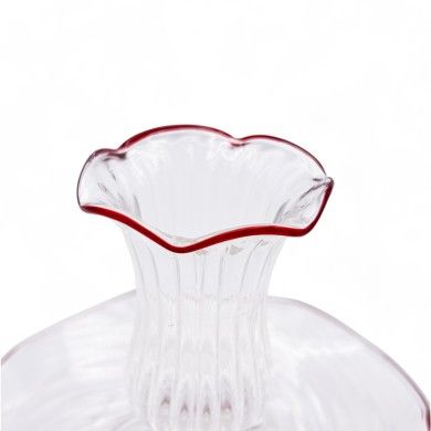 FLAVIA, candelabro bajo 'rigadin' con hilo rojo | Murano Store