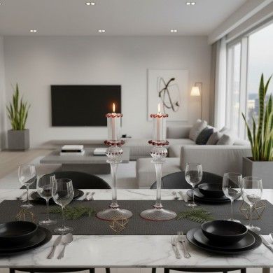 SYLIA, klassischer Kerzenhalter aus geblasenem Glas | Murano Store