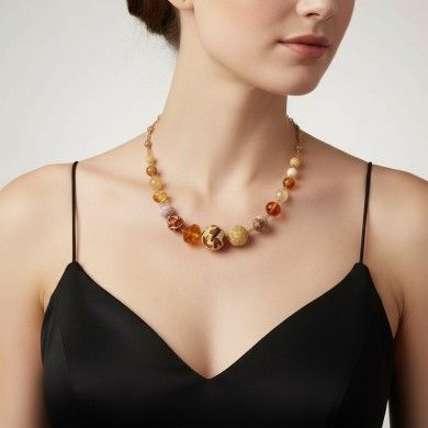 SAVANNA | Handcrafted pearl and aventurine necklace | Murano-Store