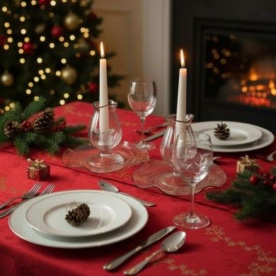 GIULIA, portavelas de vidrio soplado con borde rojo | Murano Store