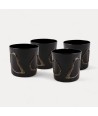INCANTO | Set de 4 gobelets en verre soufflé noir décorés en or