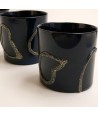 INCANTO | Set 4 Bicchieri in Vetro Soffiato Nero decorati in Oro