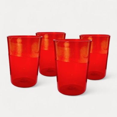 DOGE | Set de 4 vasos de mesa rojo y oro | Tienda de Murano