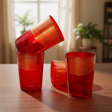 DOGE | Set 4 Bicchieri da tavola rossi e oro | Murano Store