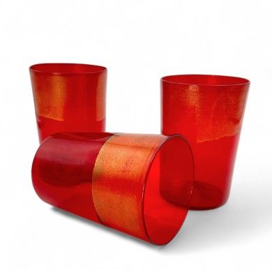 DOGE | Set 4 Bicchieri da tavola rossi e oro | Murano Store