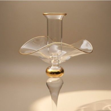 LAVINIA, bougeoir en verre soufflé avec fil d'or | Murano Store