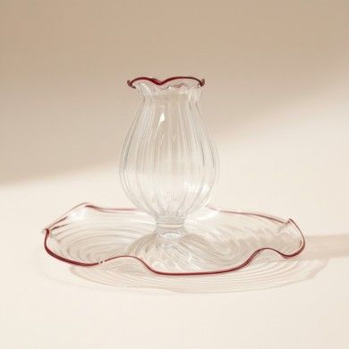 GIULIA, bougeoir en verre soufflé avec bord rouge | Murano Store