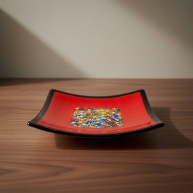 GEOX | Roter Teller mit Murrine | Murano-Store