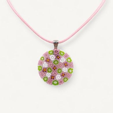 LUNIKA | Millefiori Murrina Pendant | Green Rose | Murano-Store