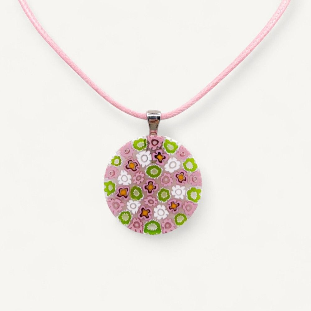 LUNIKA | Millefiori Murrina Pendant | Green Rose | Murano-Store