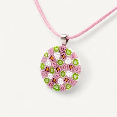 LUNIKA | Millefiori Murrina Pendant | Green Rose | Murano-Store