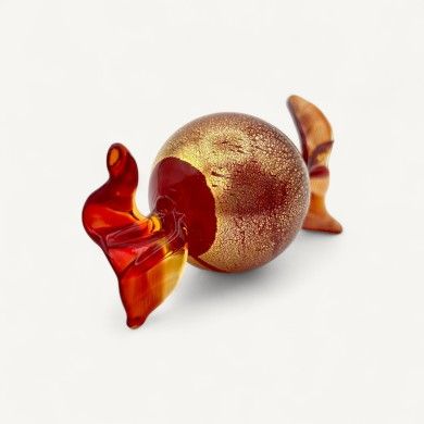 VENERE | Rotes und goldenes geblasenes Glas Bonbons | Weihnachtsdekorationen