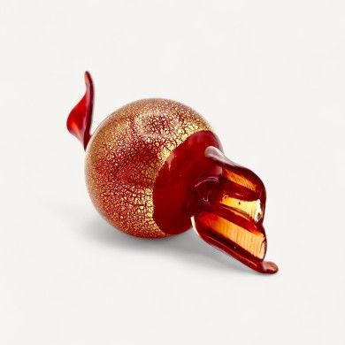 VENERE | Rotes und goldenes geblasenes Glas Bonbons | Weihnachtsdekorationen