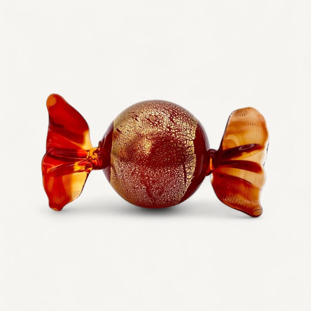 VENERE | Rotes und goldenes geblasenes Glas Bonbons | Weihnachtsdekorationen