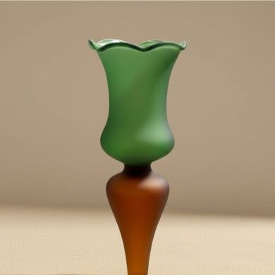 MALIA, portavelas de tallo largo Verde satinado | Murano Store