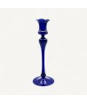 DALIA, tall blue blown glass candle holder | Murano Store