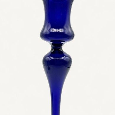 DALIA, hoher blauer mundgeblasener Glaskerzenhalter | Murano Store