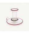 AMANDA, bougeoir en verre soufflé avec bord rouge | Murano Store