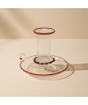 AMANDA, blown glass candle holder with red rim | Murano Store