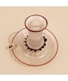 AMANDA, blown glass candle holder with red rim | Murano Store