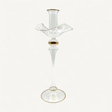 LAVINIA, blown glass candle holder with gold wire | Murano Store